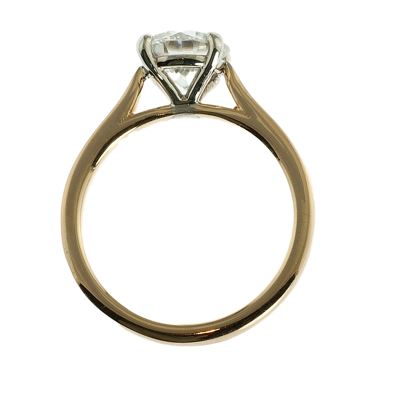 Two tone Moissanite solitaire engagement ring