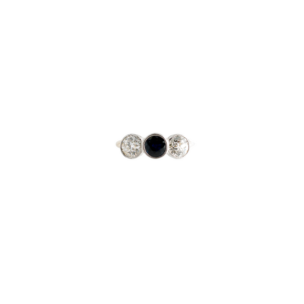 Sapphire and Diamond Bezel Ring