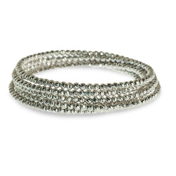 Faceted platinum bead wrap bracelet