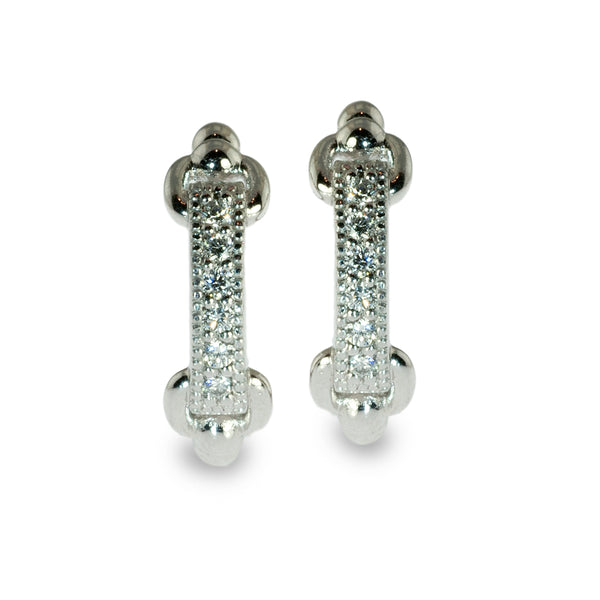 Diamond beaded hoop earrings