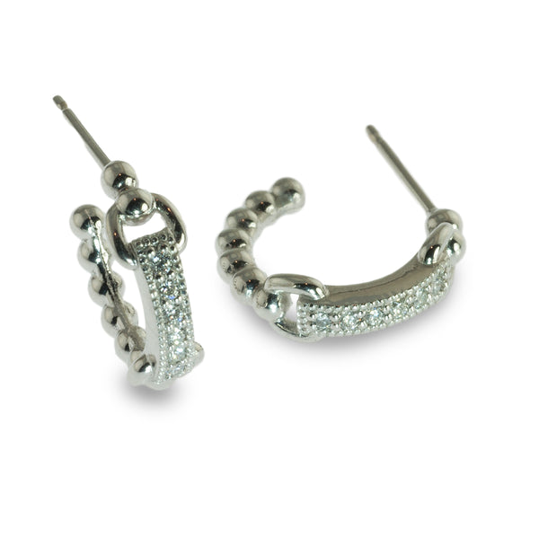 Diamond beaded hoop earrings