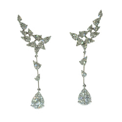 Wing design top delicate drop diamond earrings