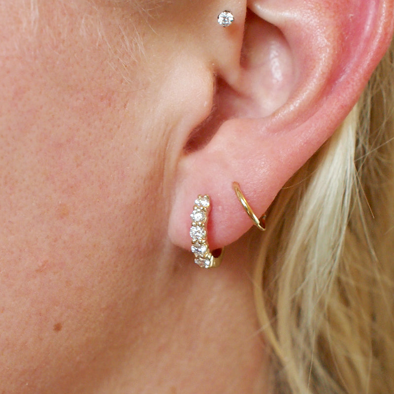 Diamond hinged hoop earrings