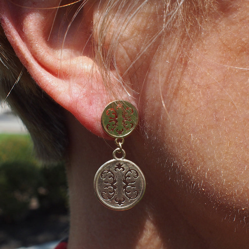 Double drop wallpaper design earrings