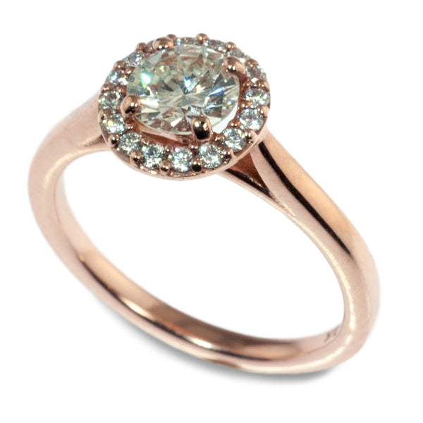 Rose gold halo engagement ring
