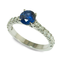 Sapphire and french set diamond ring