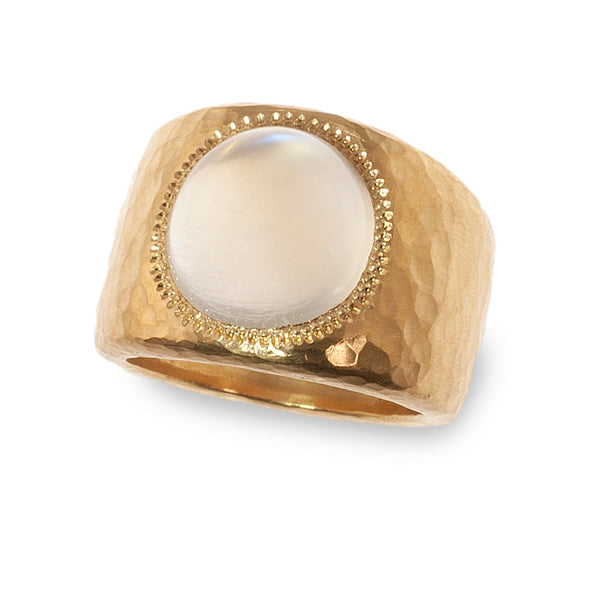 Moonstone hammered chunky band ring