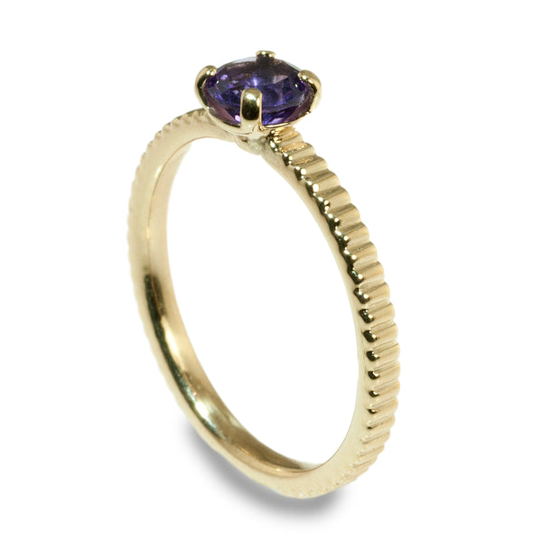Amethyst coin edge stacking ring