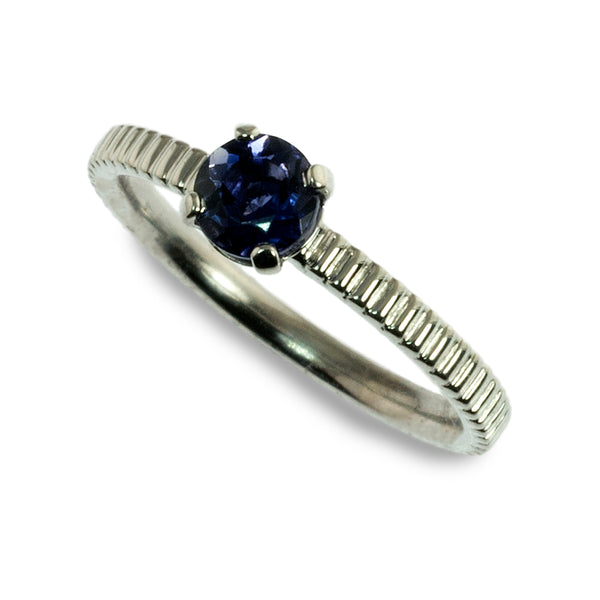 Iolite coin edge stacking ring