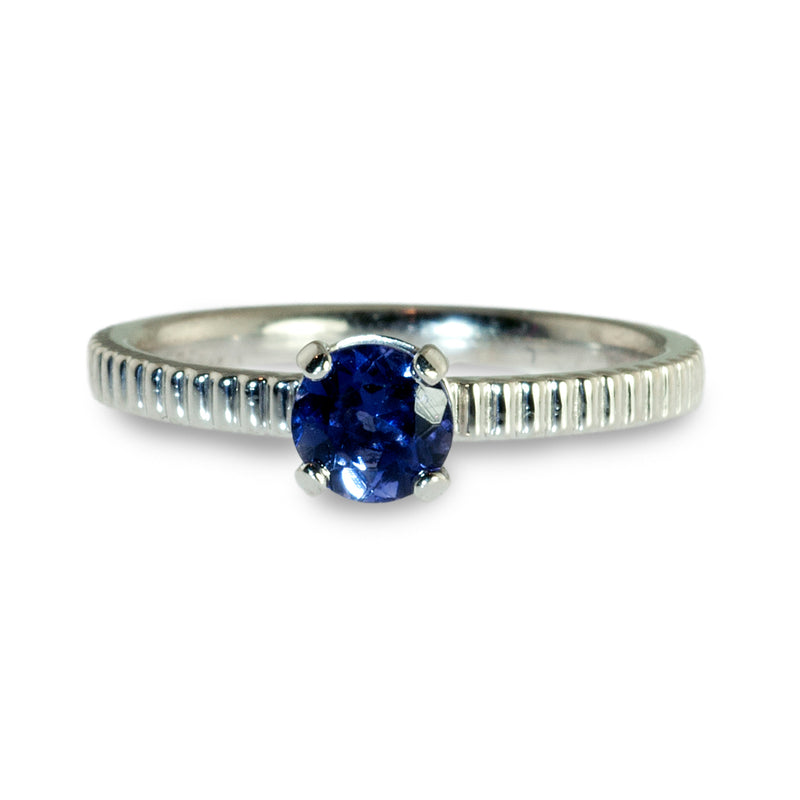Iolite coin edge stacking ring