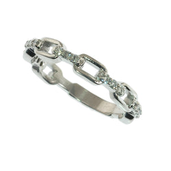 Long chain link diamond stacking ring