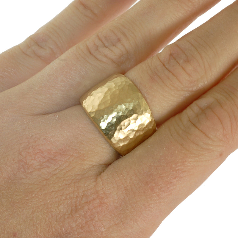 Hammered heavy tapered band ring