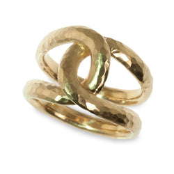 Hammered love knot ring