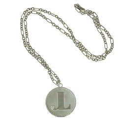 Sterling silver Junior League of Cincinnati President's Necklace with a flush set diamond