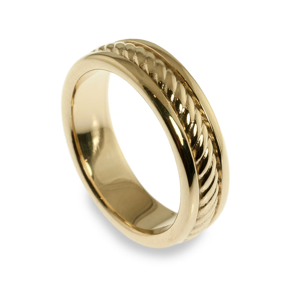Men's cable style wedding ring