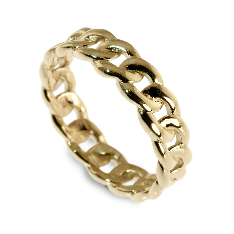 Curb link band ring