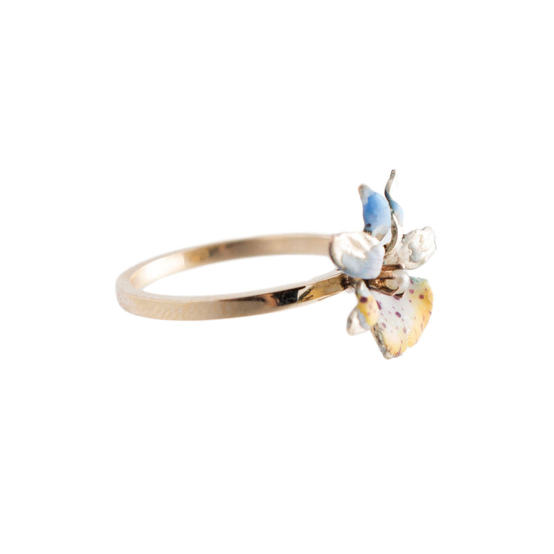 10K Gold Enamel Flower Ring
