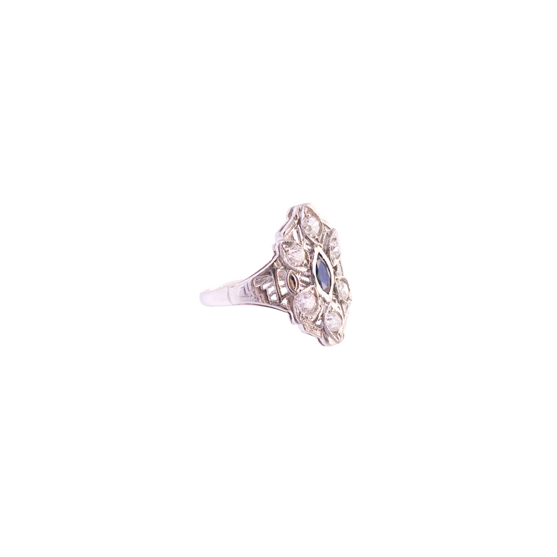 Diamond and Sapphire Filigree Ring