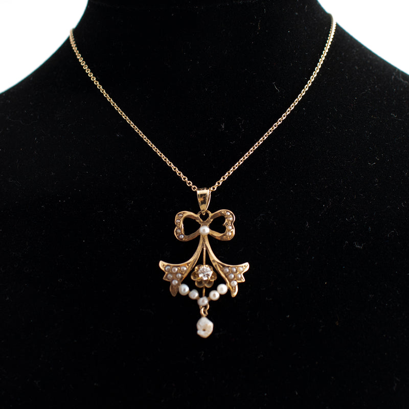 Antique Lavalier Bow Necklace