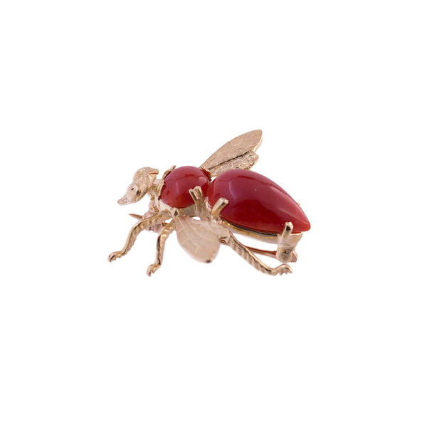 Gump's 14K Gold Coral Bee Pin
